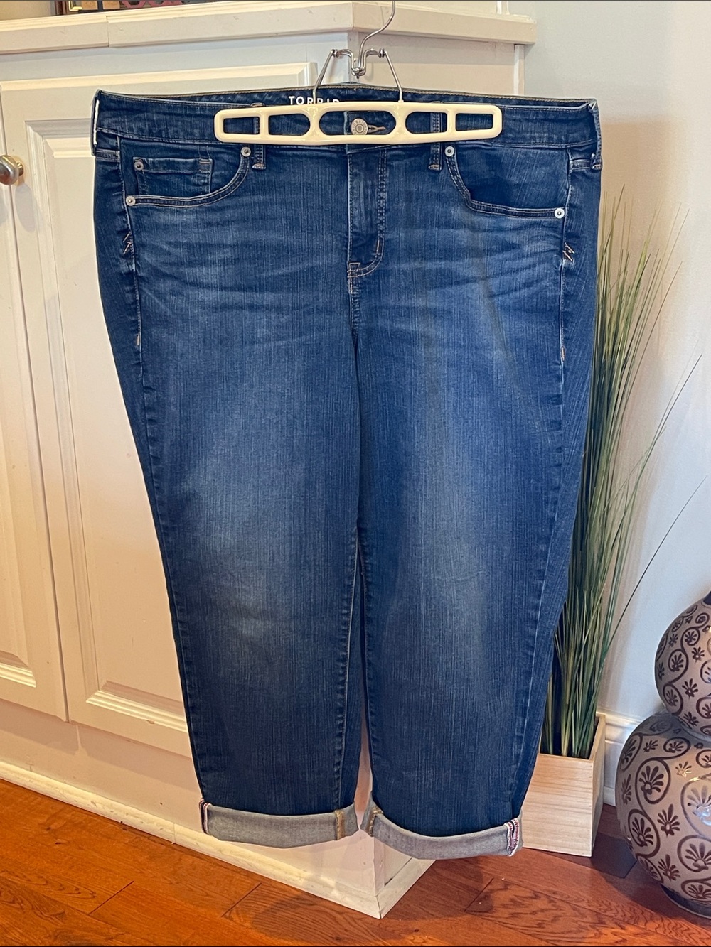 torrid perfect Boyfriend ankle vintage stretch midwash blue